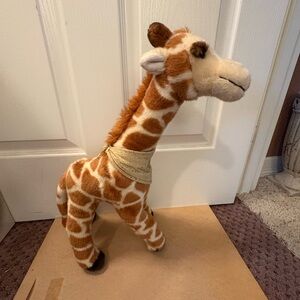 Plush Giraffe Toy with Brown and Cream Pattern